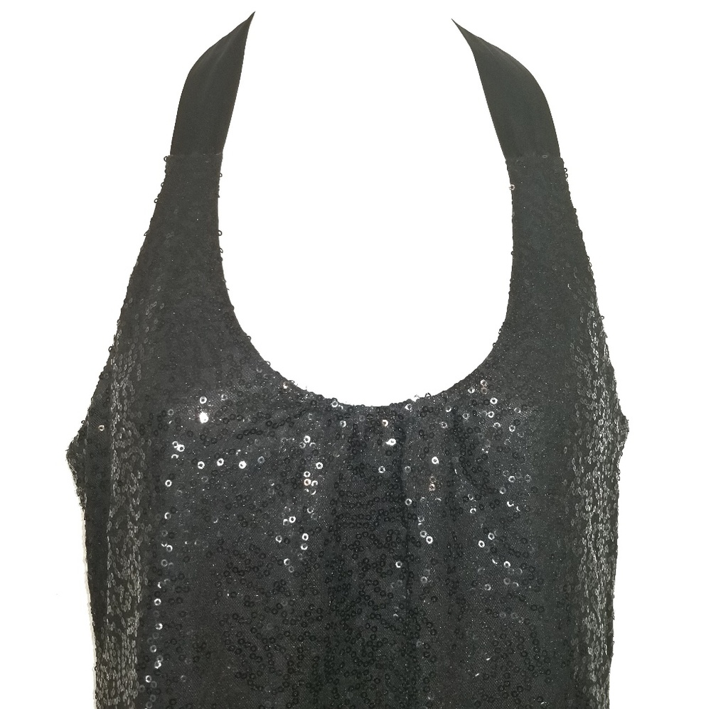 Express Sequin Covered Black Racer-Back Tank Top S - Picture 3 of 7